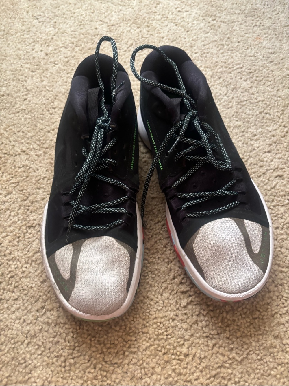 Nike Men's Black, Silver and Green Athletic Shoes